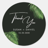 Tropical Watercolor Palm Blätter Hochzeit Vielen D Runder Aufkleber (Vorderseite)