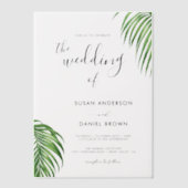 Tropical Watercolor Palm Blätter Hochzeitsfeiern Pergament Einladungen (Vorderseite)
