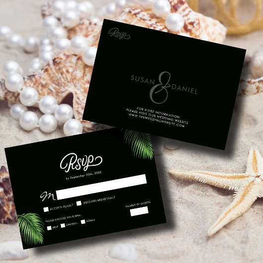 Tropical Watercolor Palm Blätter Wedding RSVP Card