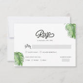 Tropical Watercolor Palm Blätter Wedding RSVP Card (Vorderseite)