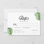 Tropical Watercolor Palm Blätter Wedding RSVP Card (Vorderseite)