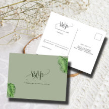 Tropical Watercolor Palm Blätter Wedding RSVP