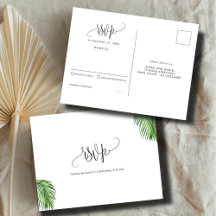 Tropical Watercolor Palm Blätter Wedding RSVP