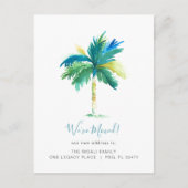 Tropical Watercolor Palm Tree Änderung der Adresse Ankündigungspostkarte (Vorderseite)