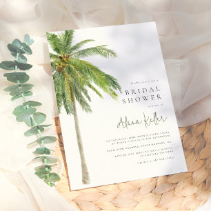 Tropical Watercolor Palm Tree Boho Brautparty Einladung