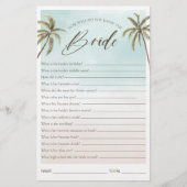Tropical Watercolor Palm Tree Brautparty Game (Vorderseite)