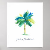 Tropical Watercolor Palm Tree Motivational Poster (Vorne)