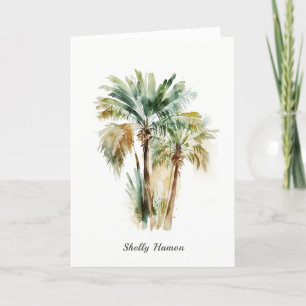 Tropical Watercolor Palm Tree Note Card Dankeskarte