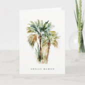 Tropical Watercolor Palm Tree Note Card Dankeskarte (Vorderseite)