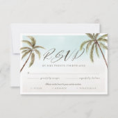 Tropical Watercolor Palm Tree RSVP Entrée Choices (Vorderseite)