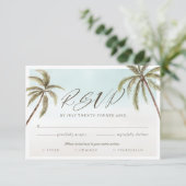 Tropical Watercolor Palm Tree RSVP Entrée Choices (Stehend Vorderseite)