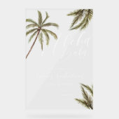 Tropical Watercolor Palm Trees Baby Dusche Empfang Acrylschild (Vorderseite)