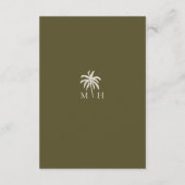 Tropical Watercolor Palm Trees Bohemian Wedding Begleitkarte (Rückseite)