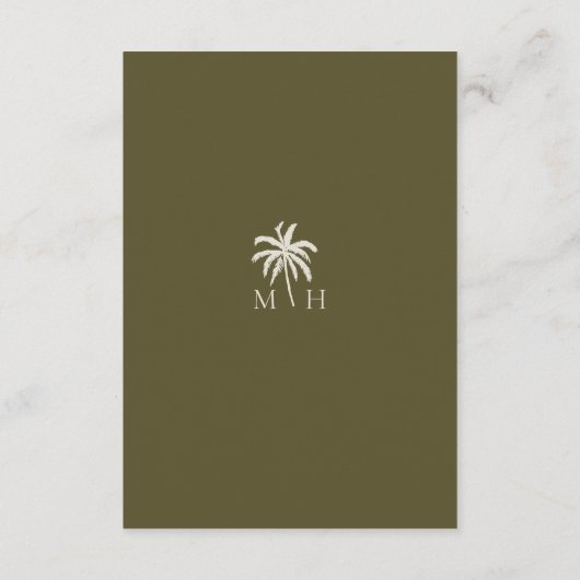 Tropical Watercolor Palm Trees Bohemian Wedding Begleitkarte (Rückseite)