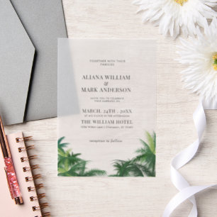 Tropical Watercolor Palm Trees Boho Hochzeit Pergament Einladungen
