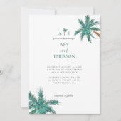 Tropical Watercolor Palm Trees Boho Wedding Foto Einladung (Vorderseite)