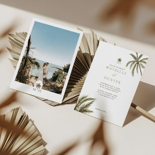 Tropical Watercolor Palm Trees Boho Wedding Foto Einladung