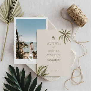 Tropical Watercolor Palm Trees Boho Wedding Foto Einladung