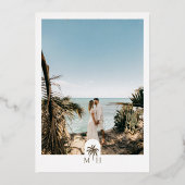 Tropical Watercolor Palm Trees Boho Wedding Foto Folieneinladung (Rückseite)