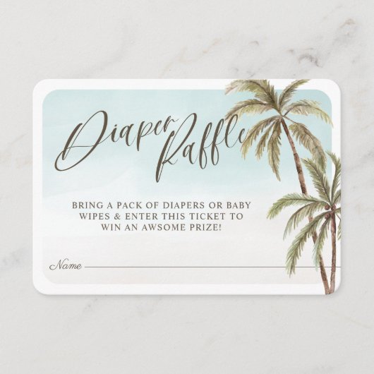 Tropical Watercolor Palm Trees Diaper Raffle Begleitkarte (Vorderseite)
