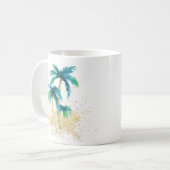 Tropical Watercolor Palm Trees Gold Sand Kaffeetasse (Vorderseite Links)