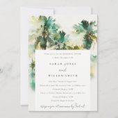 Tropical Watercolor Palm Trees Probe Abendessen Einladung (Vorderseite)