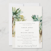 Tropical Watercolor Palm Trees Probe Abendessen Einladung (Vorderseite)