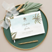 Tropical Watercolor Palm Trees Wedding Monogram Gästebuch