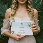 Tropical Watercolor Palm Trees Wedding Monogram Gästebuch