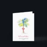Tropical Watercolor Palm Trestrand Weihnachtskarte Feiertagskarte<br><div class="desc">Diese minimale tropische Urlaubskarte zeigt eine Nachbildung meiner original handbemalten Aquarellpalme in tropischen Farbtönen auf einem knackigen weißen Hintergrund. Die Worte Frohe Weihnachten sind Set in einer modernen Schriftzeichen-Typografie. Im Inneren wird Ihr persönlicher Gruß in einem Beerenrot angezeigt. Personalisieren Sie die Wörter zu lesen Seas und Grüße, Weltfrieden oder was...</div>