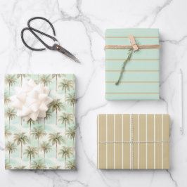 Tropical Watercolor Palmen Tree Aqua and Tan Geschenkpapier Set