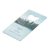 Tropical Watercolor Palms & Beach Wedding Geldbeutel Flaschenöffner (Vorderseite Schrägansicht)