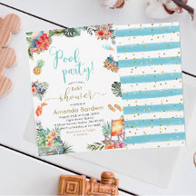 Tropical Watercolor Poolside Summer Baby Dusche