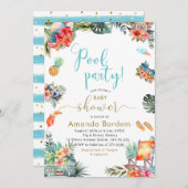 Tropical Watercolor Poolside Summer Baby Dusche Einladung (Vorne/Hinten)