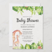 Tropical Watercolor Safari Baby Dusche Einladung (Vorderseite)