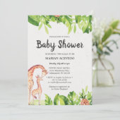 Tropical Watercolor Safari Baby Dusche Einladung (Stehend Vorderseite)