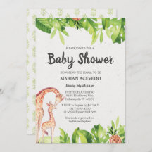 Tropical Watercolor Safari Baby Dusche Einladung
