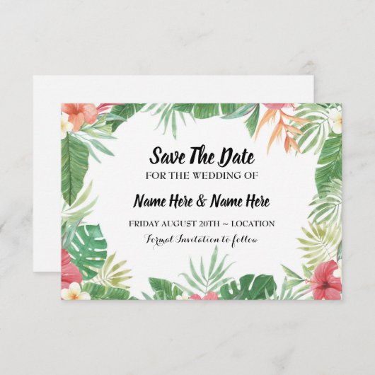 Tropical Watercolor Save the Date Aloha Invite (Vorne/Hinten)
