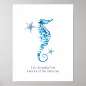 Tropical Watercolor Seahorse Wall Art Poster (Vorne)