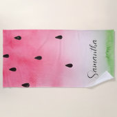 Tropical Watercolor Wassermelone Personalisiert Strandtuch (Vorderseite)