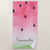 Tropical Watercolor Wassermelone Personalisiert Strandtuch (Vorderseite)