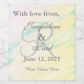 Tropical Watercolor Wedding Monogram Vielen Dank Weinetikett (Einzelnes Label)