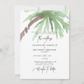 Tropical Watercolor White Wedding Einladung (Vorderseite)