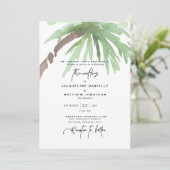 Tropical Watercolor White Wedding Einladung (Stehend Vorderseite)