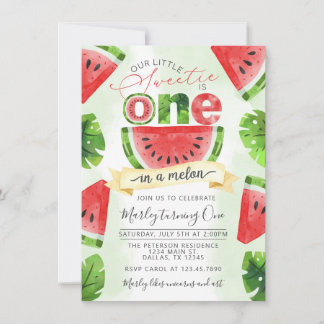 Tropical Watermelon 1. Geburtstagsfeier Party Einl Einladung
