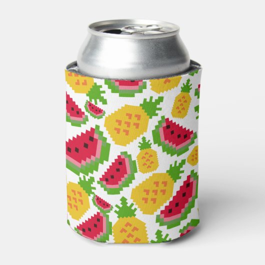 Tropical Watermelon and Pineapple Pixel Pattern Dosenkühler (Kanne Vorderseite)