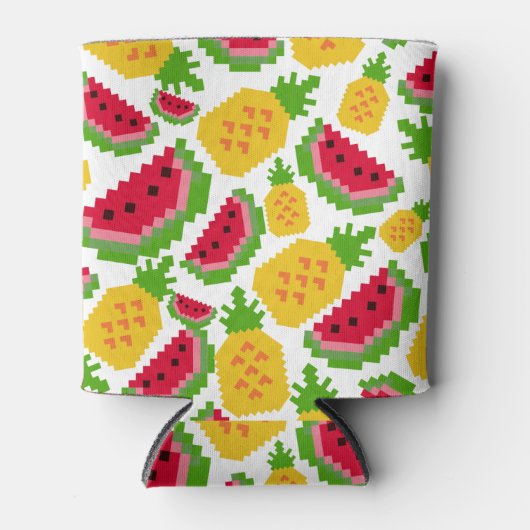 Tropical Watermelon and Pineapple Pixel Pattern Dosenkühler (Vorderseite)