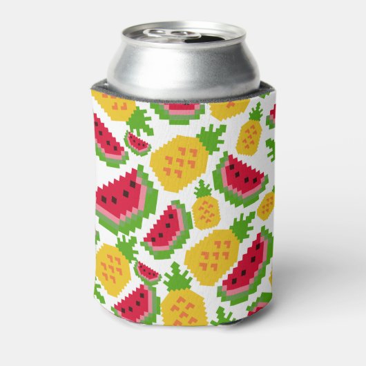Tropical Watermelon and Pineapple Pixel Pattern Dosenkühler (Kanne Rückseite)