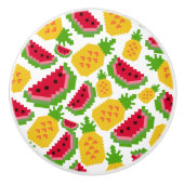 Tropical Watermelon and Pineapple Pixel Pattern Keramikknauf (Vorderseite)