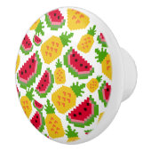 Tropical Watermelon and Pineapple Pixel Pattern Keramikknauf (Rechts)